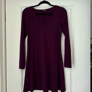 Dark Purple Long Sleeve T-Shirt Dress